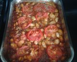 A picture of step 5 of Greek Baked Giant Beans/ Gigantes plaki.