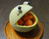 A picture of step 6 of A Hungry Frog-Shaped Melon Bowl Dessert.