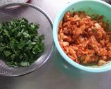 A picture of step 2 of Kimchi Shiso Onigiri (Rice Balls).