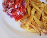 A picture of step 3 of My Version of "Chips Mwitu"....The Perfect Street Food.