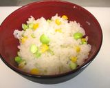 A picture of step 3 of Two Kinds of Onigiri Rice Balls with Corn and Edamame Beans.