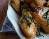 A picture of step 6 of Buttery Chicken Teriyaki with Garlic and Shiso Leaves.