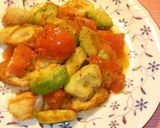 A picture of step 4 of Quick Chikuwa, Avocado, and Tomato Stir-fry.