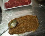 A picture of step 3 of Miso-Marinated Steak (White rice is a must with this).