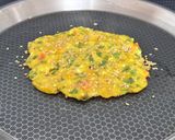 A picture of step 4 of Cheesy Moong Dal Paneer & Veggie Savoury Pancakes 🥞 | Healthy Lunch Box & Tiffin Recipe.