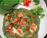 A picture of step 4 of Green Moong Dal Palak Paneer Uttapam/Savory Moong Pancake With Spinach and Paneer.