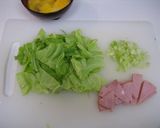 A picture of step 1 of Ham and Egg Rice Bowl with Sweet Cabbage.