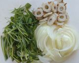 A picture of step 1 of Cabbage-Free Okonomiyaki with Onion and Chikuwa (No Eggs).