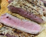 A picture of step 6 of Strip loin steak with simple side dish.