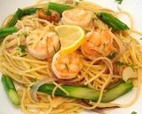 A picture of step 8 of Shrimp and Asparagus Lemon Flavored Pasta.