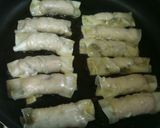 A picture of step 6 of Basil Pork Rolled in Gyoza Skins.