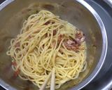 A picture of step 5 of Pasta for Lunch! My Family's Favorite Pasta Carbonara.