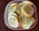 A picture of step 1 of California Farm Lemon Cucumber Pickles.