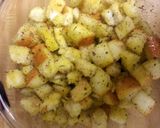 A picture of step 4 of Homemade Herbed Croutons.