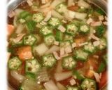 A picture of step 4 of Okra & Tomato Soup with Refreshing Vinegar.