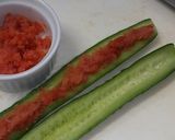 A picture of step 1 of Mentaiko Mayonnaise Cucumber Boats.