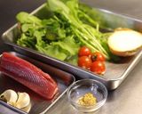A picture of step 1 of Bonito Garlic Steak.