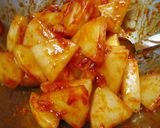 A picture of step 4 of Kkakdugi (Daikon Radish Kimchi)-Style Pickles Mixed with Gochujang.