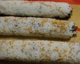 A picture of step 7 of California Rolls.