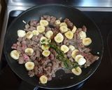 A picture of step 1 of Beef Stir Fry with Plantain, Thyme and a Garlic-Lemon sauce.