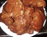 A picture of step 4 of Breadcrumbed chicken #4 week challenge#charity recipe.