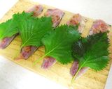 A picture of step 2 of Grilled Sardine Rolls with Umeboshi and Shiso Leaves.