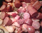 A picture of step 1 of breakfast in a skillet.