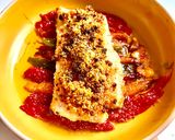 Une image de l'étape 5 de Cabillaud en croûte de chorizo sur lit de poivrons grillés 🐟🫑.