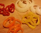 A picture of step 1 of Iz's Onion and Pepper Rings.