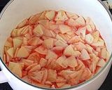 A picture of step 8 of Pink Hued Apple Jam using Red Gold Apples.