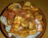 A picture of step 8 of Sig's Tofu and Mushroom Pasta.