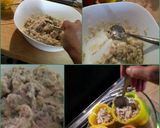 A picture of step 5 of AMIEs Peppers Stuffed with Sausage and Mashed Potatoes.