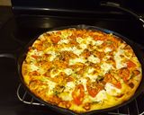 A picture of step 9 of Deep Dish Cast Iron Skillet Pizza.