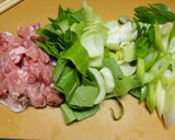 A picture of step 1 of Pork and Bok Choy Chinese-style Pasta.
