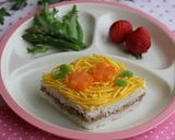 A picture of step 6 of Hishimochi-Style Soboro Rice for Dolls' Festival.