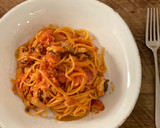A picture of step 5 of 🍝 Amatriciana, like tomato sauce pasta.