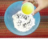 A picture of step 1 of Papri chaat.