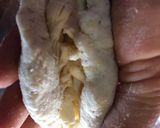 A picture of step 2 of Tlacoyos Stuffed with Quesillo.