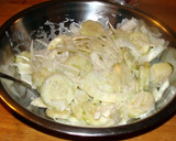 A picture of step 5 of Taisen's cucumber and onion salad.