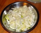 A picture of step 3 of Taisen's cucumber and onion salad.