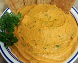 A picture of step 2 of Roasted Red Pepper Hummus.