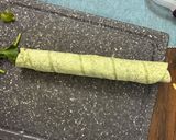 A picture of step 3 of Cajun turkey pinwheels.