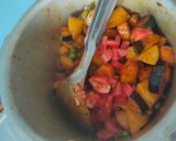 A picture of step 2 of Ringan Bataka Vatana nu shak (brinjal potato and peas sabzi).