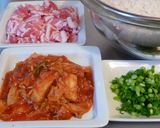 A picture of step 1 of Pork Kimchi Cooked Rice for Parties.