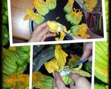 A picture of step 2 of AMIEs FRIED ZUCCHINI FLOWERs.