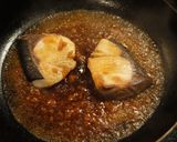 A picture of step 4 of Amberjack Teriyaki with a Tart Umeboshi Seasoning.