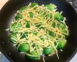 A picture of step 2 of Pan-fried Brussel Sprouts & Cheese.