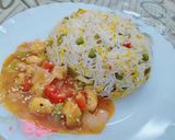 A picture of step 8 of Fried rice with manchurian.