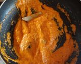 A picture of step 3 of Paneer in red gravy.