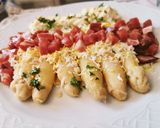 Foto del paso 2 de la receta Espárragos con Jamón Ibérico y Huevo cocido picado